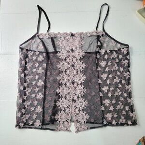 Victoria's Secret Sheer Lace Camisole Lingerie Women's Size L Coquette Sexy